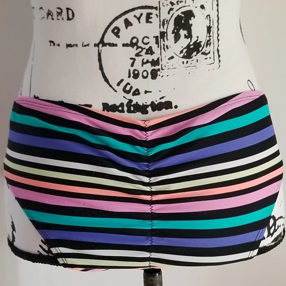 Hot Water Multicolored  Striped Bikini Bottom